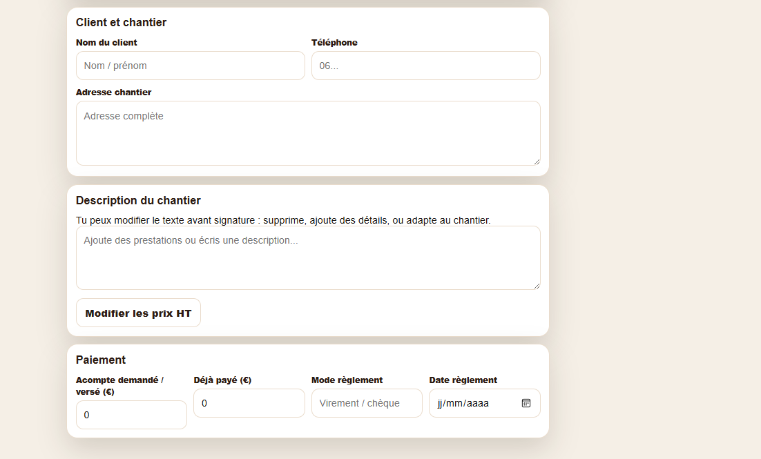 Application de devis sur mesure Belle des couvertures - vue 2