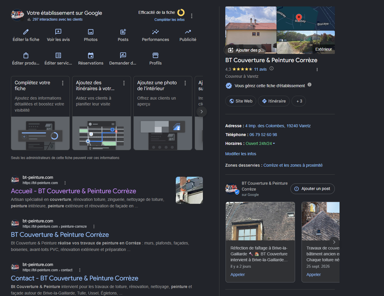 Capture réelle Google Business