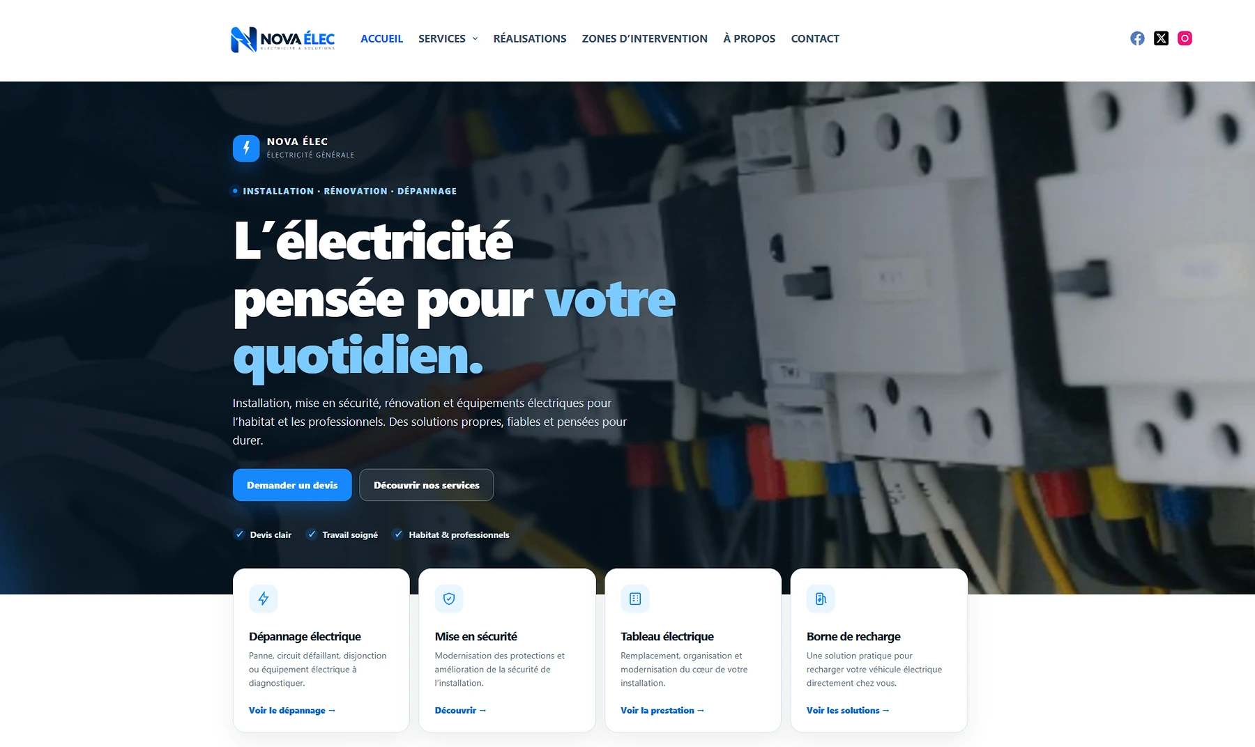 Modèle site artisan électricien